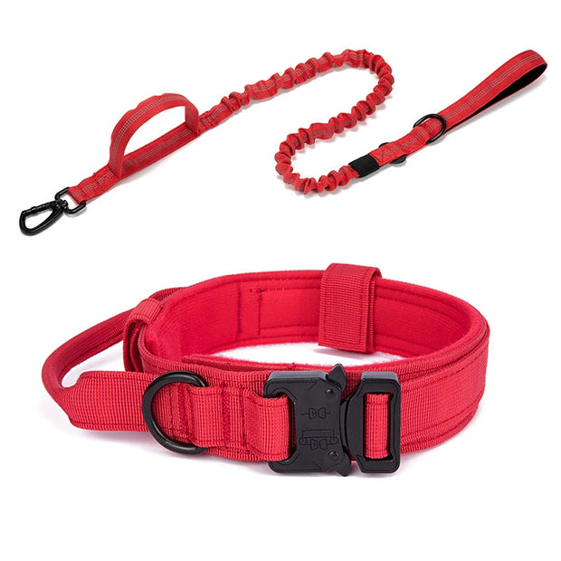 Reflective Dog Collar & Leash Set – Durable Nylon Tactical Training Set for Large Dogs