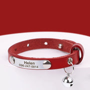 Personalized Leather Cat Collar – Custom Adjustable Kitten & Puppy ID Collar with Name Tag & Anti-Lost Design