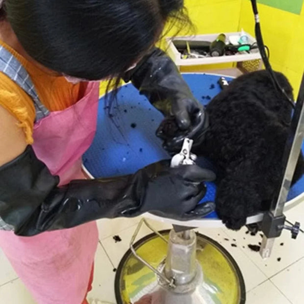 Double-Layer Leather Pet Gloves – Bite & Scratch Resistant Waterproof Animal Handling Protection - My Store Pet