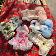 Korean Cute Cartoon Print Dog Clothes – Soft Plush Winter Dresses for Small & Medium Dogs - My Store Pet