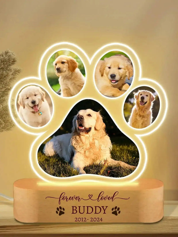 Custom Dog Photo Night Light – Personalized Pet Memorial Plaque with LED Light for Pet Loss Tribute - My Store Pet