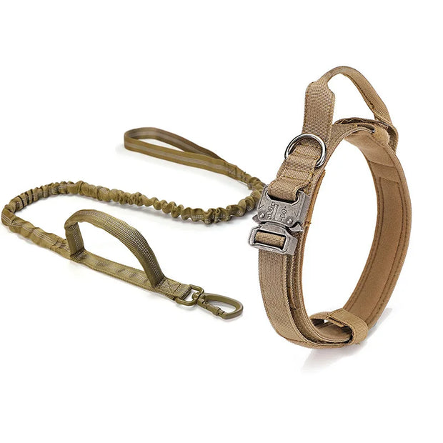 Reflective Tactical Dog Collar & Leash Set – Durable Nylon Training Gear for Large Dogs