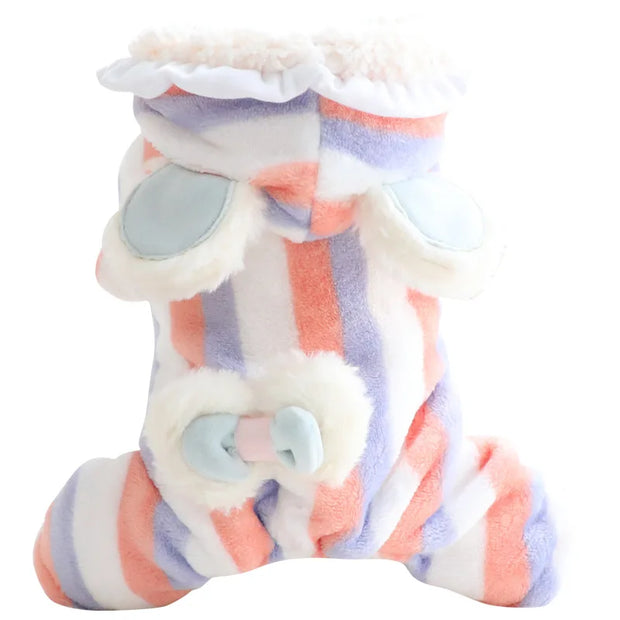 Pet Arcobaleno Fiocco Peluche Pantaloni a quattro zampe Vestiti autunnali e invernali Tuta Cappotto di flanella Addensato Principessa Teddy Piccolo cane Animale domestico - My Store Pet