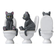 Gatto seduto sulle figurine Toilet Cat Ornament Kawaii Cat Doll Micro Paesaggio Fata Giardino Miniatura per bambini Gatto Giocattolo Decorazione della casa - My Store Pet