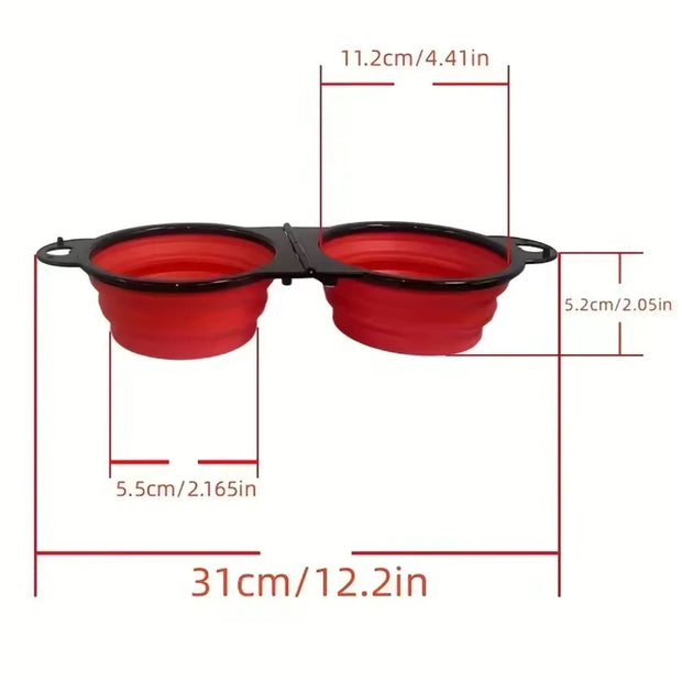 Ciotola doppia pieghevole 2 in 1 da 1 pezzo, ciotola portatile da viaggio per cani e gatti - My Store Pet
