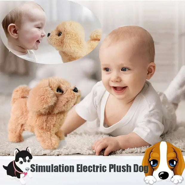 Cani giocattolo per bambini che camminano e abbaia Coda che scodinzolante Peluche Animali elettronici interattivi Cuccioli Giocattoli Montessori per ragazze Bambini piccoli Bambini - My Store Pet