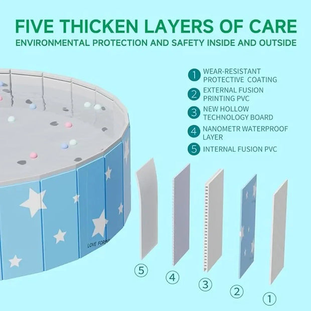 Vasca da bagno per animali domestici Piscina per cani Pieghevole antiscivolo portatile per esterni durevole per gatti e cani - My Store Pet