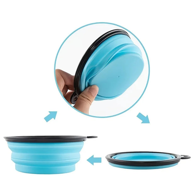 Ciotola portatile per alimenti per animali domestici Ciotola durevole in TPR Cibo per cani e gatti Ciotola pieghevole in silicone per animali domestici Ciotola portatile per alimenti per acqua all'aperto da viaggio - My Store Pet