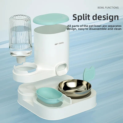 Ciotola per gatti con distributore d'acqua integrato, mangiatoia automatica per animali domestici e fontana per cani e gatti - My Store Pet
