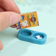 1/12 Dollhouse Miniature Pet Dog Cat Food con ciotola cucina Garden Decor accessori per la casa delle bambole - My Store Pet