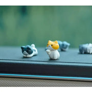 6 figurine di gatti in cartone animato in PVC per cruscotto dell'auto, vasi per piante e decorazioni per bordi dello schermo - My Store Pet