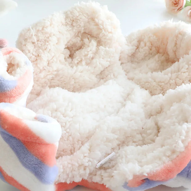 Pet Arcobaleno Fiocco Peluche Pantaloni a quattro zampe Vestiti autunnali e invernali Tuta Cappotto di flanella Addensato Principessa Teddy Piccolo cane Animale domestico - My Store Pet