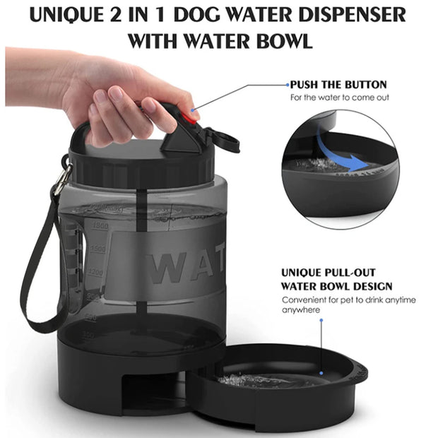 Bottiglia d'acqua per cani, dispenser portatile per bottiglie d'acqua per cani da viaggio da 77 once/2,2 litri, materiali di sicurezza per uso alimentare, perfetti per Trave - My Store Pet