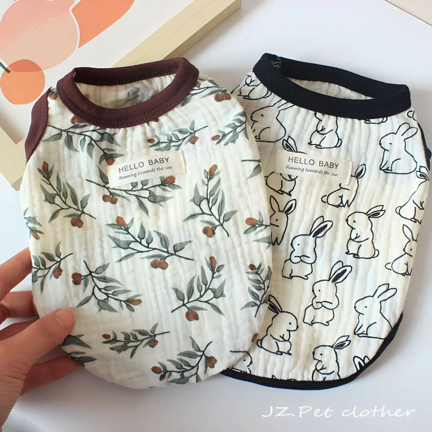 Pet pieghettato coniglio fiore gilet primavera/estate gilet per gatti vestiti per cuccioli orsacchiotto gilet sottile pigiama vestiti per cuccioli - My Store Pet