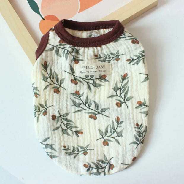 Pet pieghettato coniglio fiore gilet primavera/estate gilet per gatti vestiti per cuccioli orsacchiotto gilet sottile pigiama vestiti per cuccioli - My Store Pet