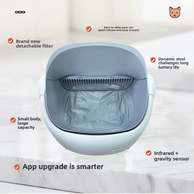 Toilette intelligente per gatti per animali domestici, lettiera elettrica per gatti, grande paletta automatica per cacca, lettiera per gatti per evitare schizzi all'esterno - My Store Pet