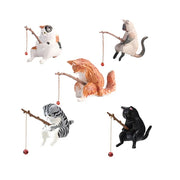 Gatti Fishing Figurine Cat Sculpture Sitting Fishing Little Cute Cat Resin Ornament arredamento decorativo per acquario casa - My Store Pet