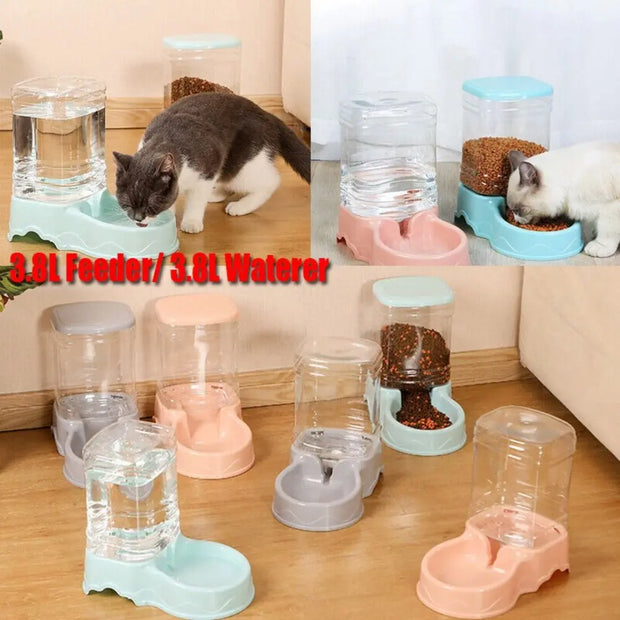 Materiale PP da 3,8 litri Alimentatore per animali domestici Fontana per acqua per animali domestici Ciotola per bevande Alimentatore automatico per animali Distributore di cibo per cani di grandi dimensioni - My Store Pet