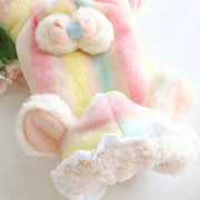 Pet Arcobaleno Fiocco Peluche Pantaloni a quattro zampe Vestiti autunnali e invernali Tuta Cappotto di flanella Addensato Principessa Teddy Piccolo cane Animale domestico - My Store Pet
