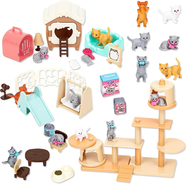 Giocattoli per gatti per bambini Giochi di finzione Set di personaggi per gatti Giocattoli per bambini Giochi di ruolo interattivi per gatti Centro realistico per la cura dei gatti - My Store Pet