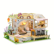 Cat Café Kit casa modello in legno fai-da-te - Assemblaggio puzzle 3D, Decorazioni per la casa in miniatura fatte a mano, Regalo di Natale Regali creativi - My Store Pet