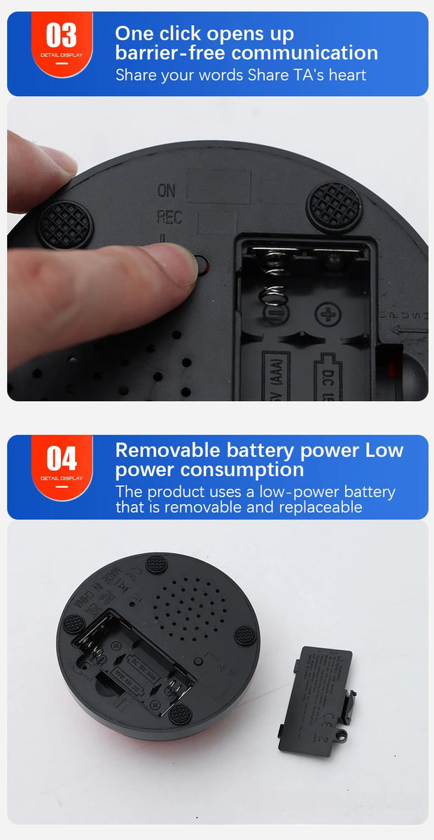 Pulsante di comunicazione per animali domestici Scatola audio per cani Addestramento Giocattoli parlanti Batteria a lunga durata Registrazione Altoparlante Spremere Dare voce - My Store Pet