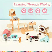 Giocattoli per gatti per bambini Giochi di finzione Set di personaggi per gatti Giocattoli per bambini Giochi di ruolo interattivi per gatti Centro realistico per la cura dei gatti - My Store Pet