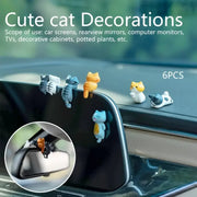6 figurine di gatti in cartone animato in PVC per cruscotto dell'auto, vasi per piante e decorazioni per bordi dello schermo - My Store Pet