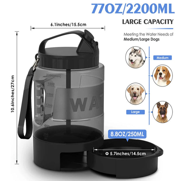 Bottiglia d'acqua per cani, dispenser portatile per bottiglie d'acqua per cani da viaggio da 77 once/2,2 litri, materiali di sicurezza per uso alimentare, perfetti per Trave - My Store Pet