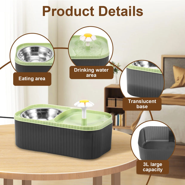 Fontana per animali domestici da 3 litri Fontana automatica per cibo per gatti Filtro Dispenser per bere animali domestici USB Muto elettrico per fontana con filtro intelligente per cani gatto - My Store Pet