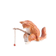 Gatti Fishing Figurine Cat Sculpture Sitting Fishing Little Cute Cat Resin Ornament arredamento decorativo per acquario casa - My Store Pet