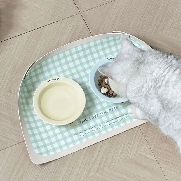 Tovaglietta anti-fuoriuscita per animali domestici in pelle PU resistente all'olio impermeabile per alimenti per cani antiscivolo pieghevole tappetino per l'alimentazione degli animali domestici potabile - My Store Pet