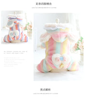 Pet Arcobaleno Fiocco Peluche Pantaloni a quattro zampe Vestiti autunnali e invernali Tuta Cappotto di flanella Addensato Principessa Teddy Piccolo cane Animale domestico - My Store Pet