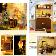 Cat Café Kit casa modello in legno fai-da-te - Assemblaggio puzzle 3D, Decorazioni per la casa in miniatura fatte a mano, Regalo di Natale Regali creativi - My Store Pet