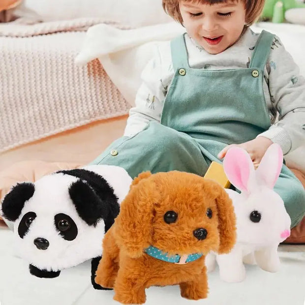 Cani giocattolo per bambini che camminano e abbaia Coda che scodinzolante Peluche Animali elettronici interattivi Cuccioli Giocattoli Montessori per ragazze Bambini piccoli Bambini - My Store Pet