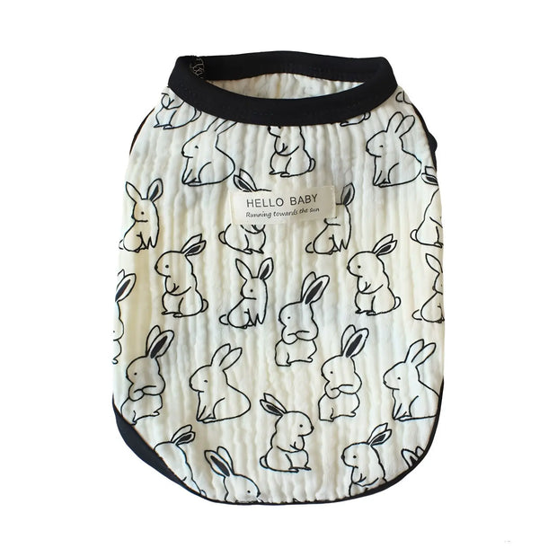 Pet pieghettato coniglio fiore gilet primavera/estate gilet per gatti vestiti per cuccioli orsacchiotto gilet sottile pigiama vestiti per cuccioli - My Store Pet