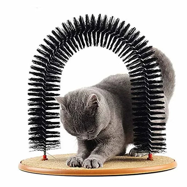 Giocattolo per gatti Arco Self Groome Pamper Felino con massaggio Toelettatura Spazzola per sfregamento con tiragraffi Giocattolo per gatti Giocattoli interattivi - My Store Pet