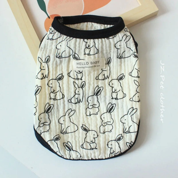 Pet pieghettato coniglio fiore gilet primavera/estate gilet per gatti vestiti per cuccioli orsacchiotto gilet sottile pigiama vestiti per cuccioli - My Store Pet