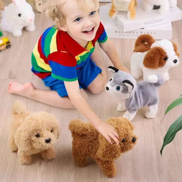 Cani giocattolo per bambini che camminano e abbaia Coda che scodinzolante Peluche Animali elettronici interattivi Cuccioli Giocattoli Montessori per ragazze Bambini piccoli Bambini - My Store Pet
