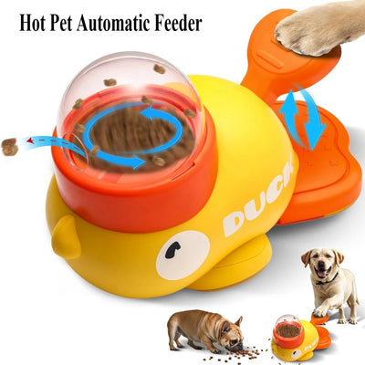 Alimentatore automatico per animali domestici Gatti Dispenser di cibo per cani Alimentatore automatico Cucciolo Cartoon Anatra Design utilizzato per addestrare cani Accessori Gatti Gatto - My Store Pet