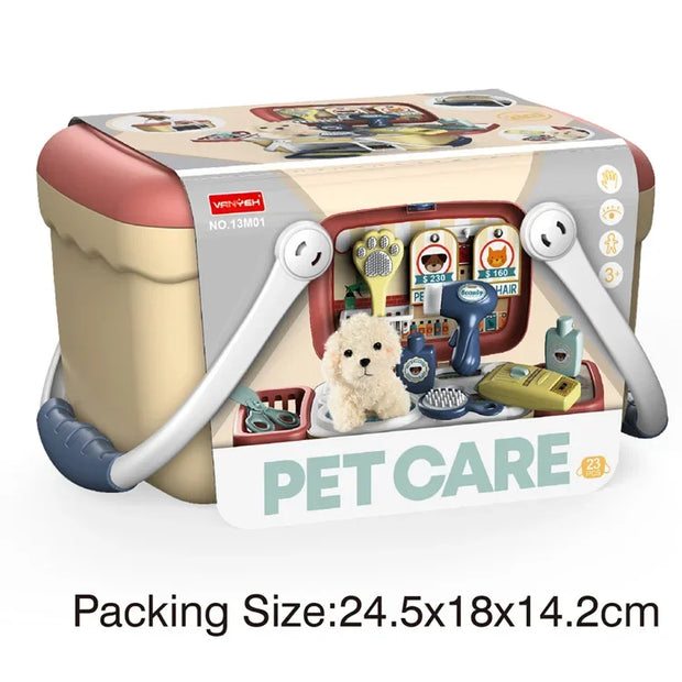 Fai finta di giocare a un cucciolo per la cura degli animali domestici con peluche per cani di peluche per i più piccoli Doctor Play Kit veterinario Giocattoli per bambini Ragazze con - My Store Pet