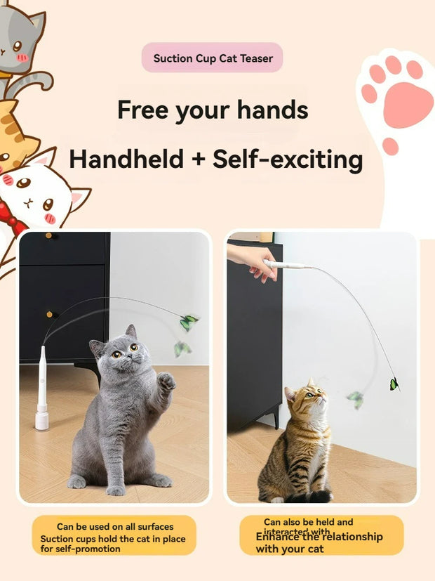 L'autirilità del giocattolo elettrico per gatti allevia la noia, stuzzicare automaticamente i gatti, assorbibile, può contenere una forte ventosa, asta lunga, gatto - My Store Pet