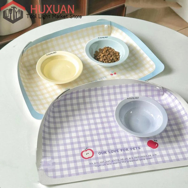 Tovaglietta anti-fuoriuscita per animali domestici pieghevole creativa in pelle PU Tappetino per ciotola per gatti impermeabile Tappetino per alimentazione alimentare per cani antiscivolo resistente all'olio - My Store Pet