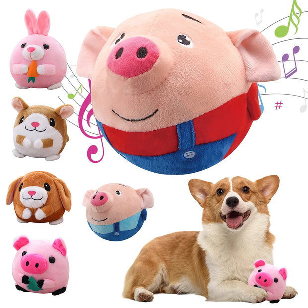 Giocattolo elettronico per cani da compagnia vibrazione musicale palla che rimbalza morso cucciolo palla attivo in movimento Pet peluche canta cane da masticare Squeaker giocattolo per cani - My Store Pet