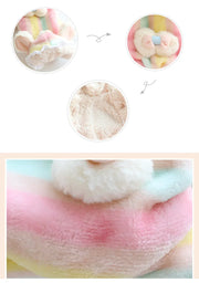 Pet Arcobaleno Fiocco Peluche Pantaloni a quattro zampe Vestiti autunnali e invernali Tuta Cappotto di flanella Addensato Principessa Teddy Piccolo cane Animale domestico - My Store Pet