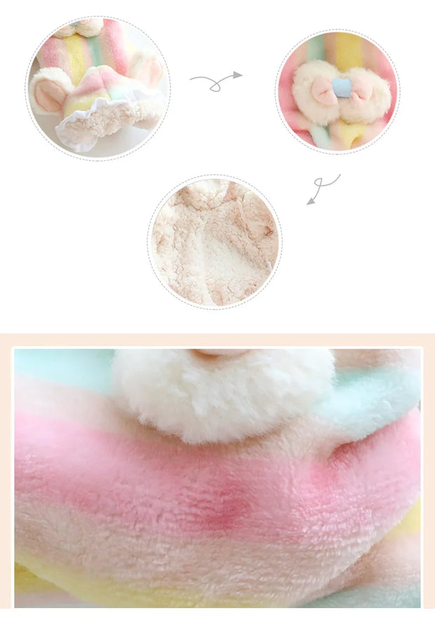 Pet Arcobaleno Fiocco Peluche Pantaloni a quattro zampe Vestiti autunnali e invernali Tuta Cappotto di flanella Addensato Principessa Teddy Piccolo cane Animale domestico - My Store Pet