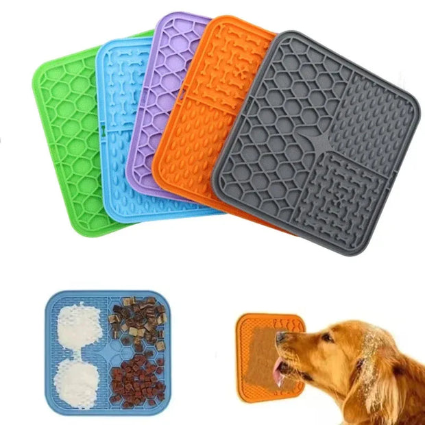 Pet Lick Tappetino in silicone Piatto per cibo lento per animali domestici Bagno per cani Distrazione Ventosa per cani in silicone Addestramento alimentare Alimentatore per cani Forniture per cani - My Store Pet