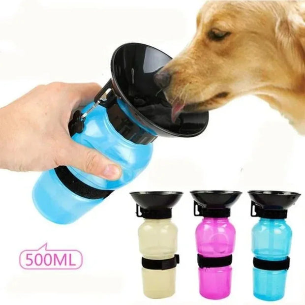Bottiglia d'acqua per cani da compagnia portatile da esterno da 500 ml per estrusione di grandi dimensioni, tazza d'acqua da viaggio per cani, ciotola per mangiatoia per acqua potabile per cani e gatti - My Store Pet
