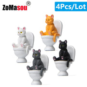 Gatto seduto sulle figurine Toilet Cat Ornament Kawaii Cat Doll Micro Paesaggio Fata Giardino Miniatura per bambini Gatto Giocattolo Decorazione della casa - My Store Pet