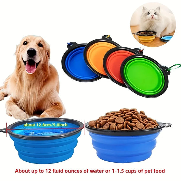 Ciotola portatile per alimenti per animali domestici Ciotola durevole in TPR Cibo per cani e gatti Ciotola pieghevole in silicone per animali domestici Ciotola portatile per alimenti per acqua all'aperto da viaggio - My Store Pet